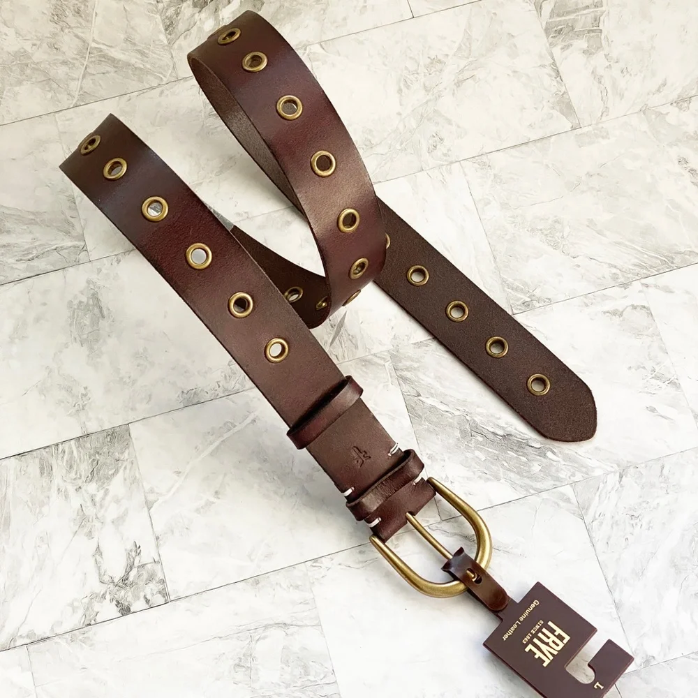 NEW Frye Grommet Leather Belt